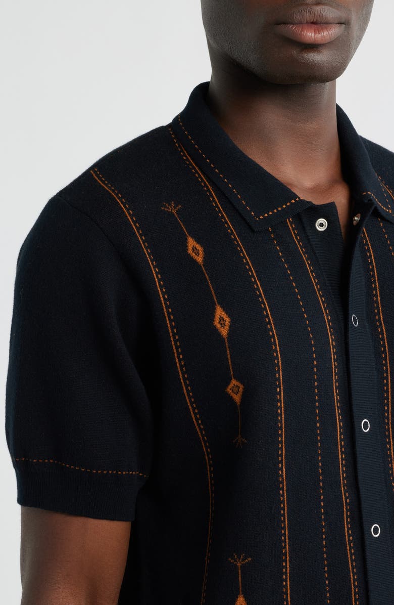 Percival Folio Short Sleeve Cotton Knit Snap-Front Shirt, Alternate, color, Dark Navy