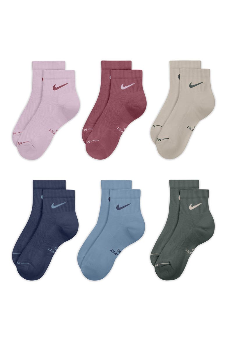 Assorted 6-Pack Dri-FIT Cushioned Quarter Socks, Main, color, 916 MLTCLR