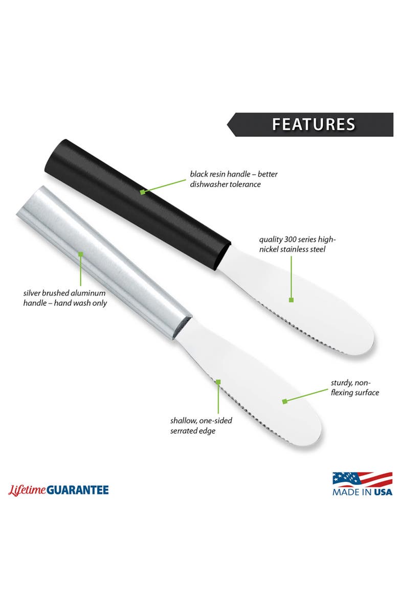 Rada Cutlery 3.375-Inch Party Spreader Stainless Steel Serrated Blade, Alternate, color, Black