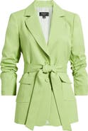 Tahari ASL Ruched Sleeve Belted Jacket