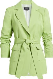 Tahari ASL Ruched Sleeve Belted Jacket