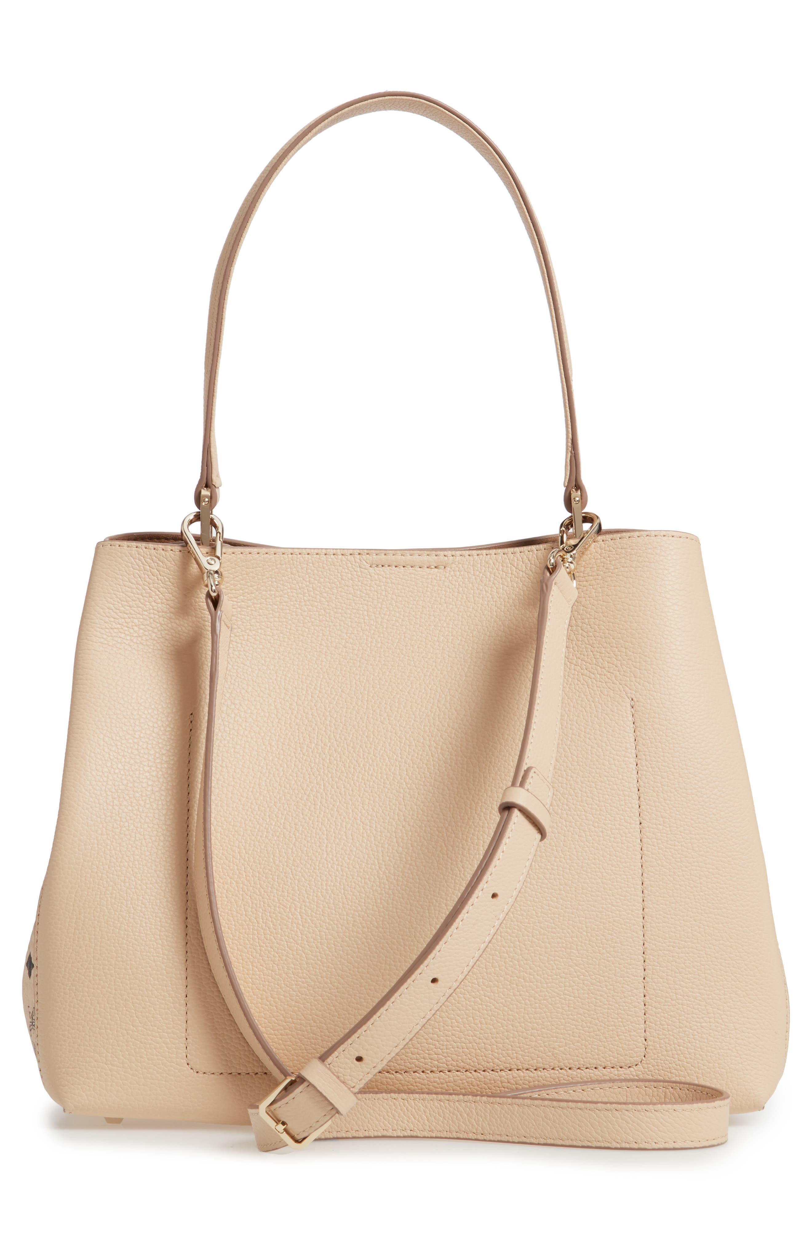 Sarah Leather & Visetos Canvas Hobo, Alternate, color, LATTE BEIGE