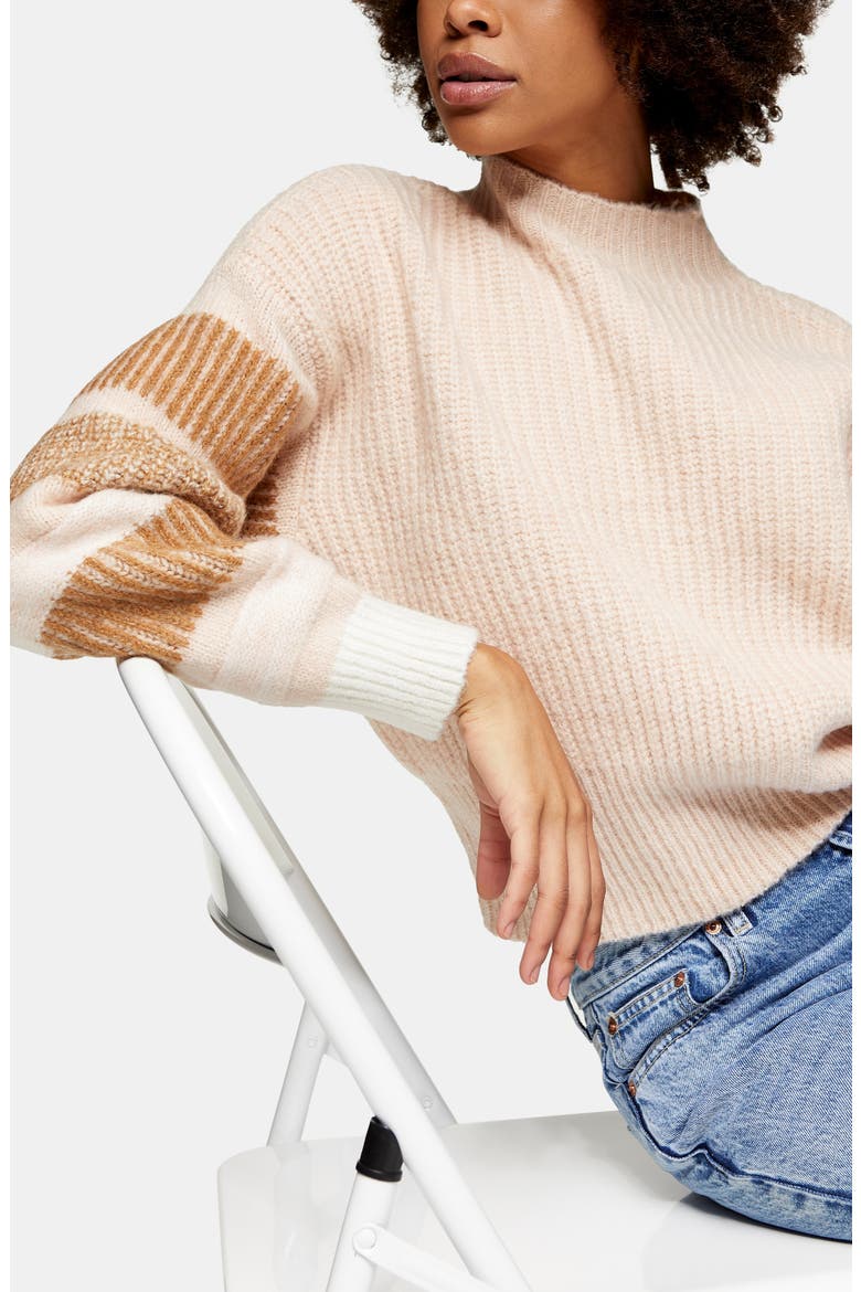 Stripe Crewneck Sweater, Alternate, color, BEIGE MULTI
