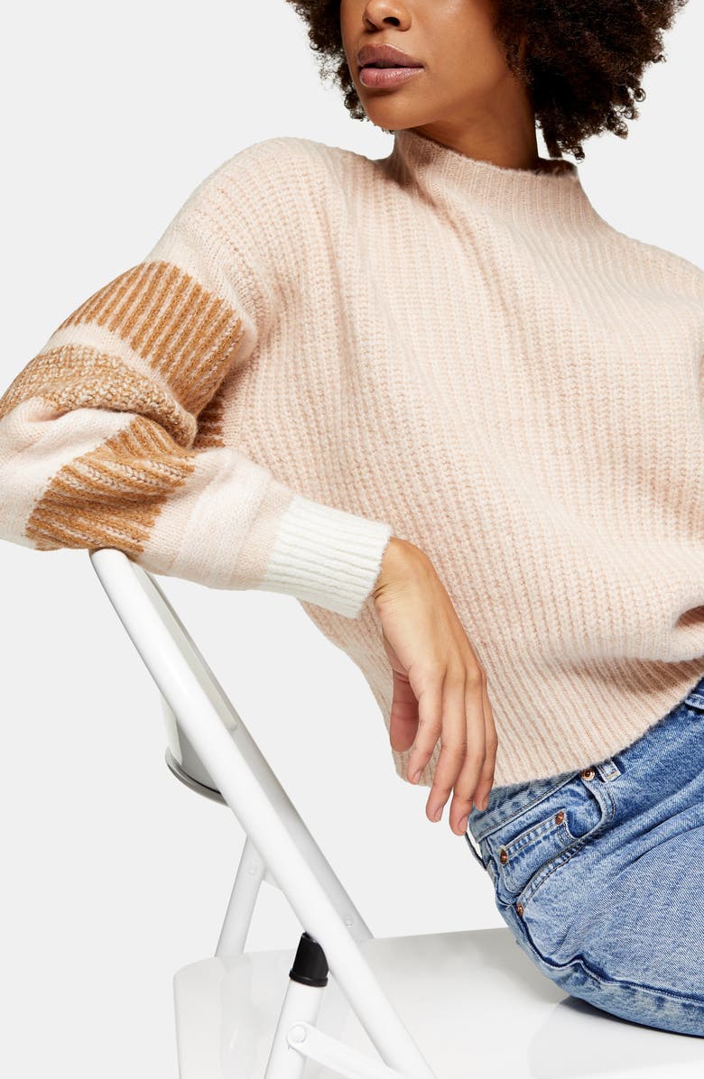 Topshop Stripe Crewneck Sweater, Alternate, color,