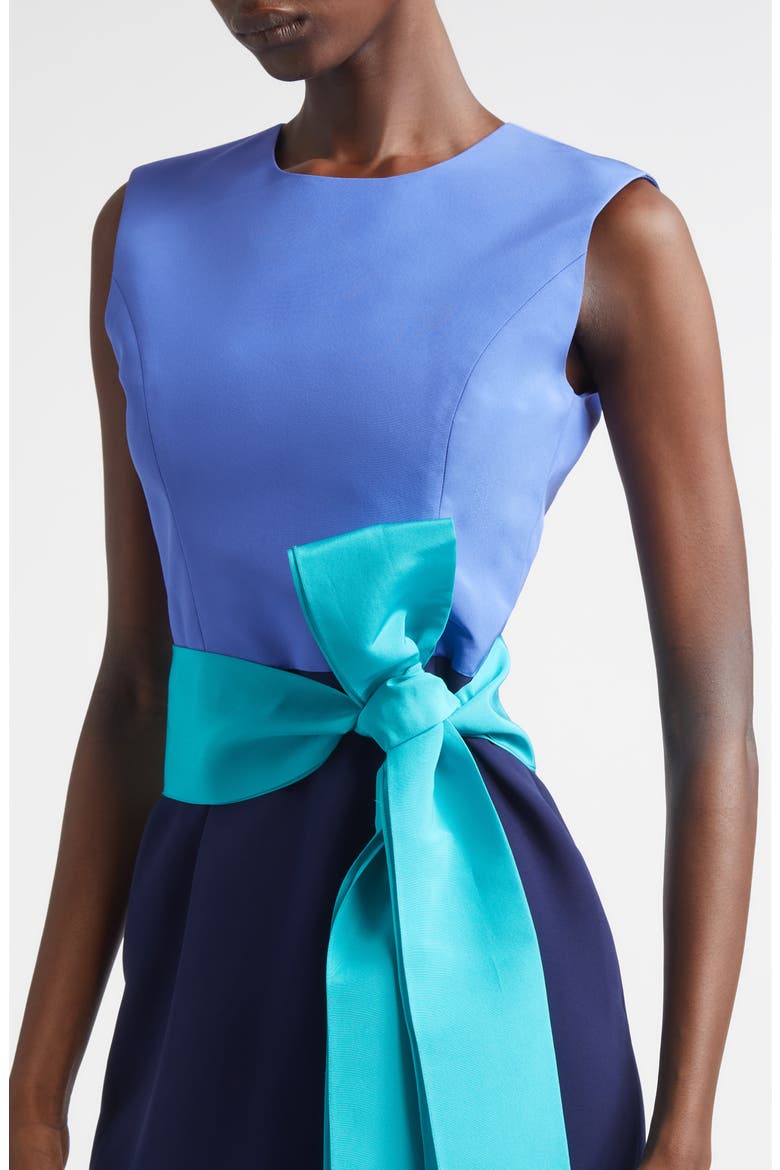 Colorblock Stretch Crepe Sheath Dress with Faille Sash, Alternate, color, MIDNIGHT MULTI