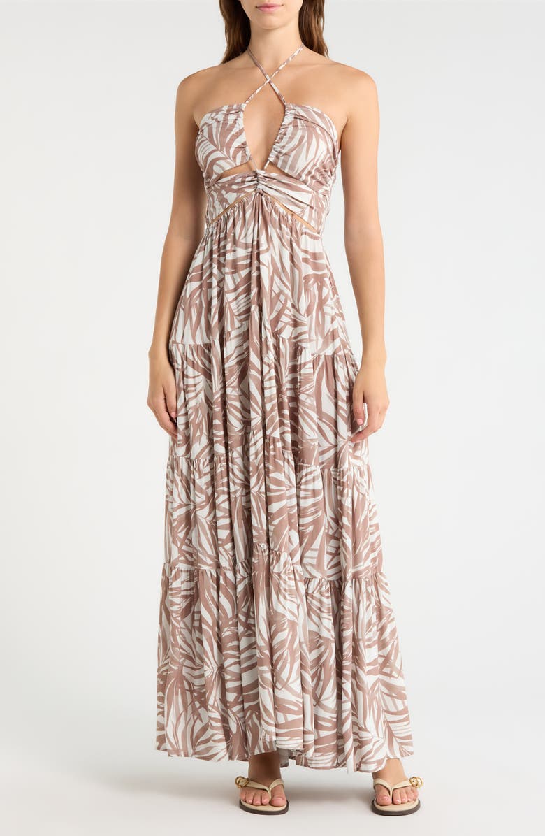 Elan Cutout Cover-Up Maxi Dress, Main, color, Neutral Bali Print