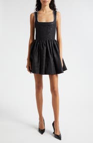 ALICE + OLIVIA Guinevere Beaded Trim Cotton Blend Jacquard Minidress