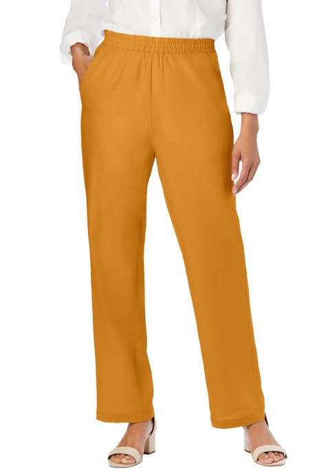 Lightweight Linen-Blend Straight-Leg Pants (Plus Available)