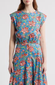 LOVE THE LABEL Cambrie Floral Print Sleeveless Shirt