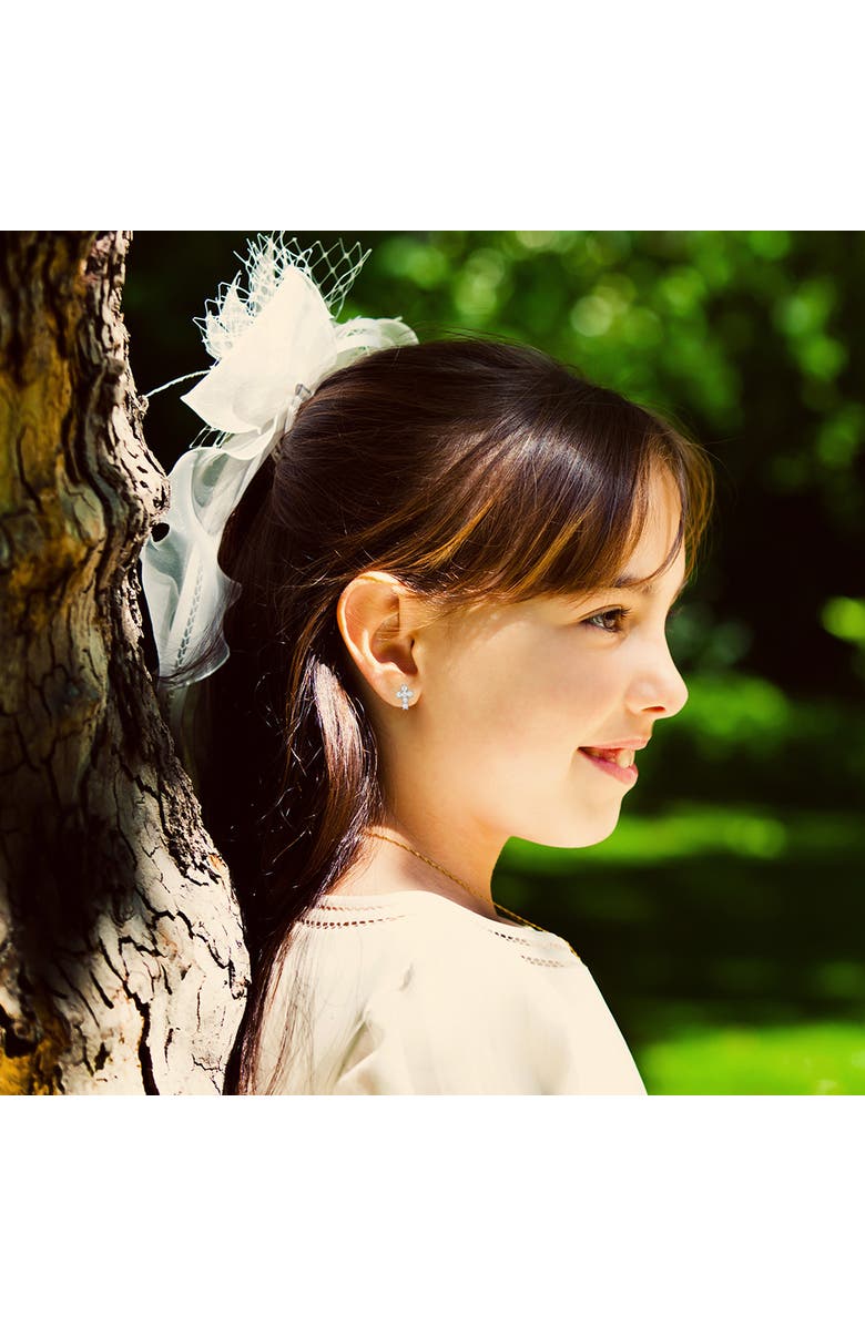 In Season Jewelry 14k Cubic Zirconia Cross Earrings, Alternate, color, Silver