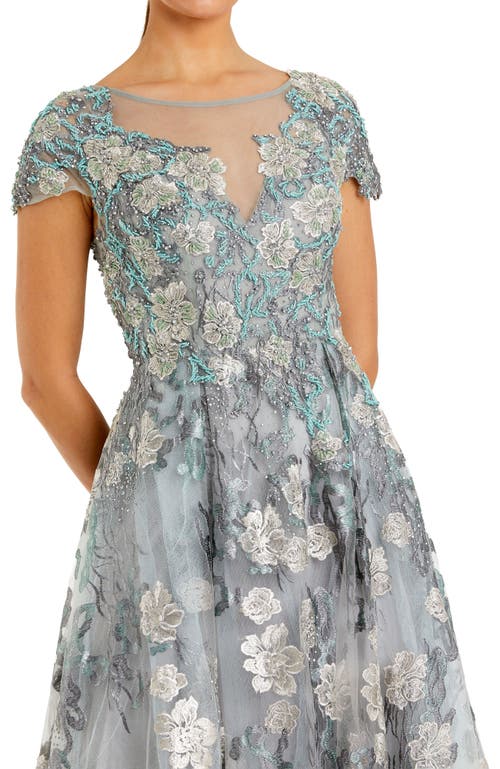 Mac Duggal Womens Embellished Metallic Evening Dress In Gray
