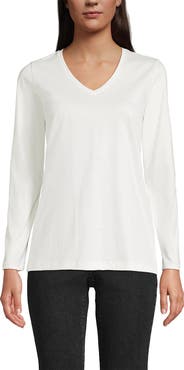 Lands' End Supima Cotton Long Sleeve V-Neck T-Shirt