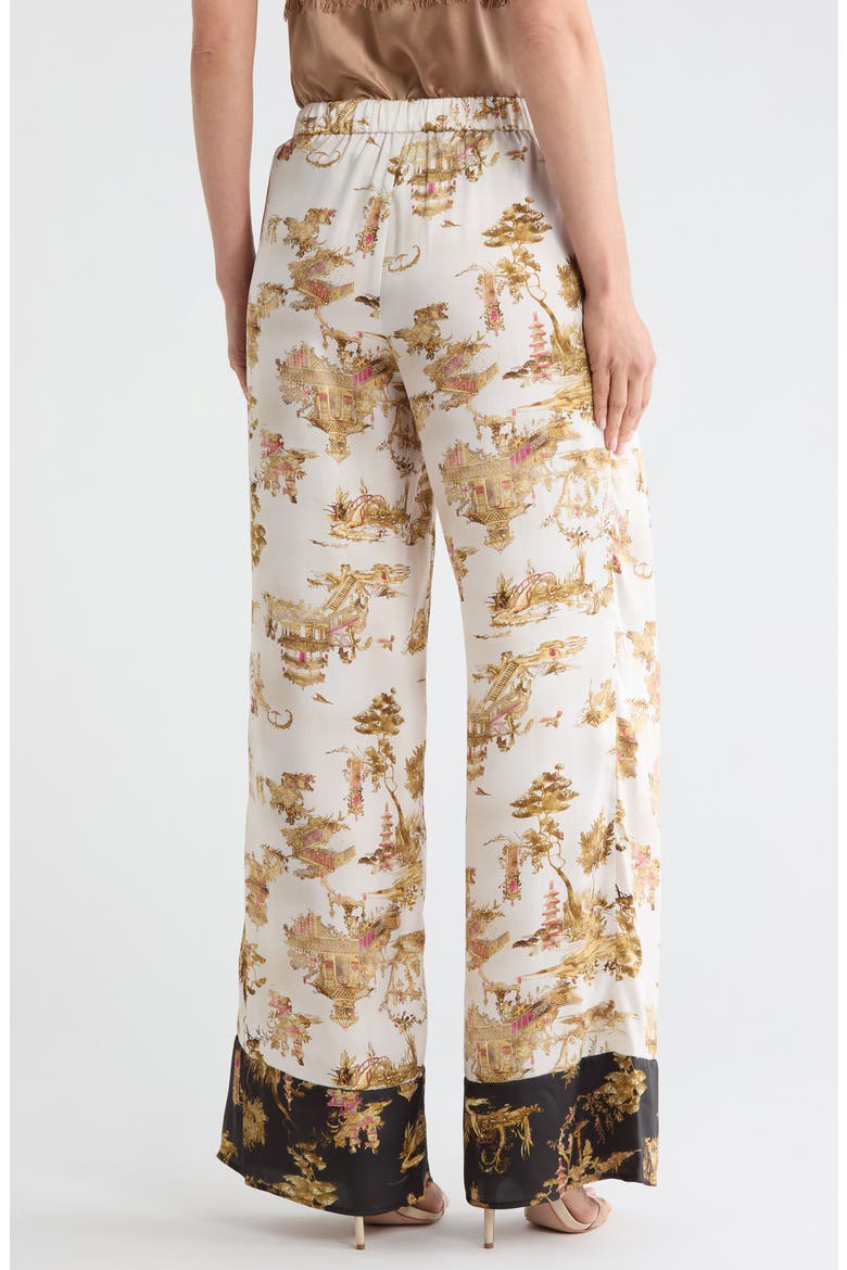 Tavia Wide Leg Silk Pants, Alternate, color, ECRU MULTI CHINOISERIE