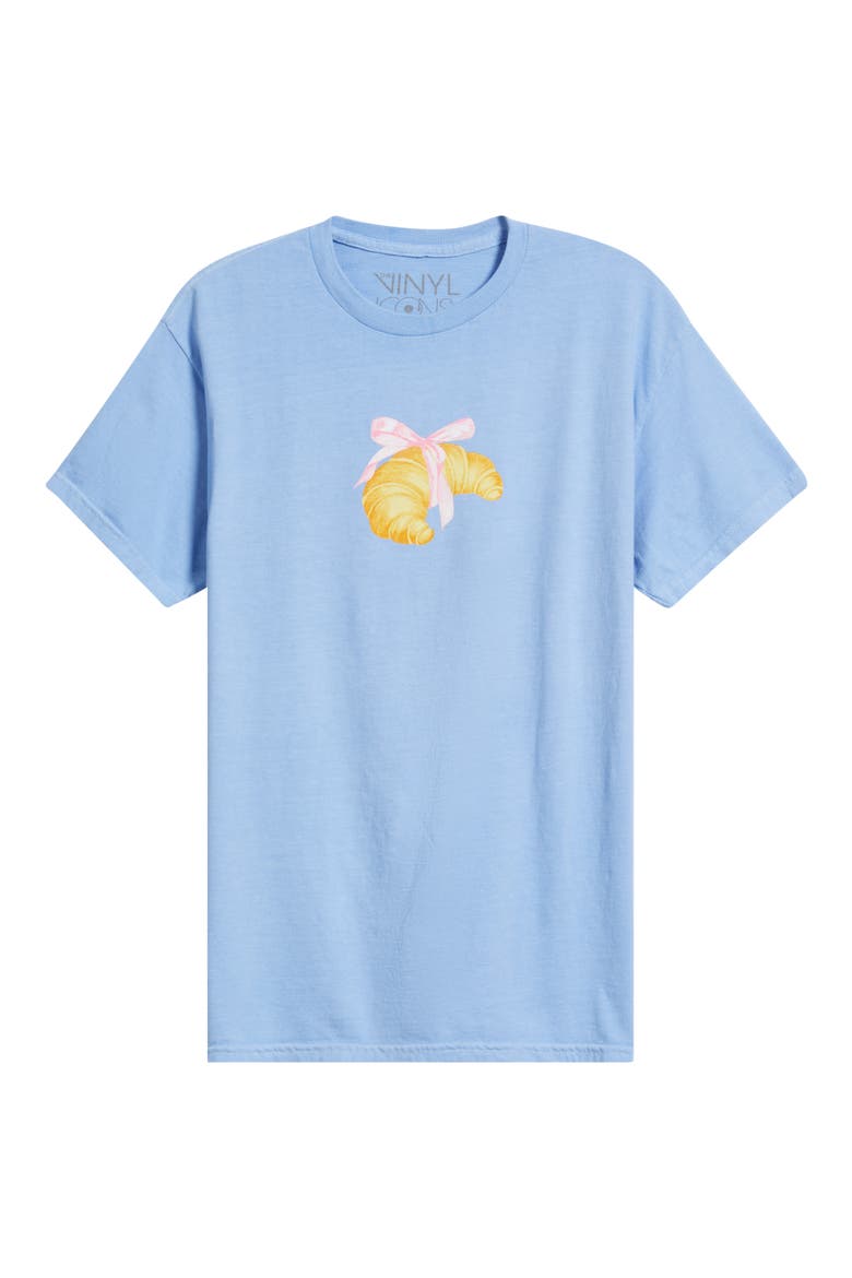 Croissant Cotton Graphic T-Shirt, Alternate, color, BLUE