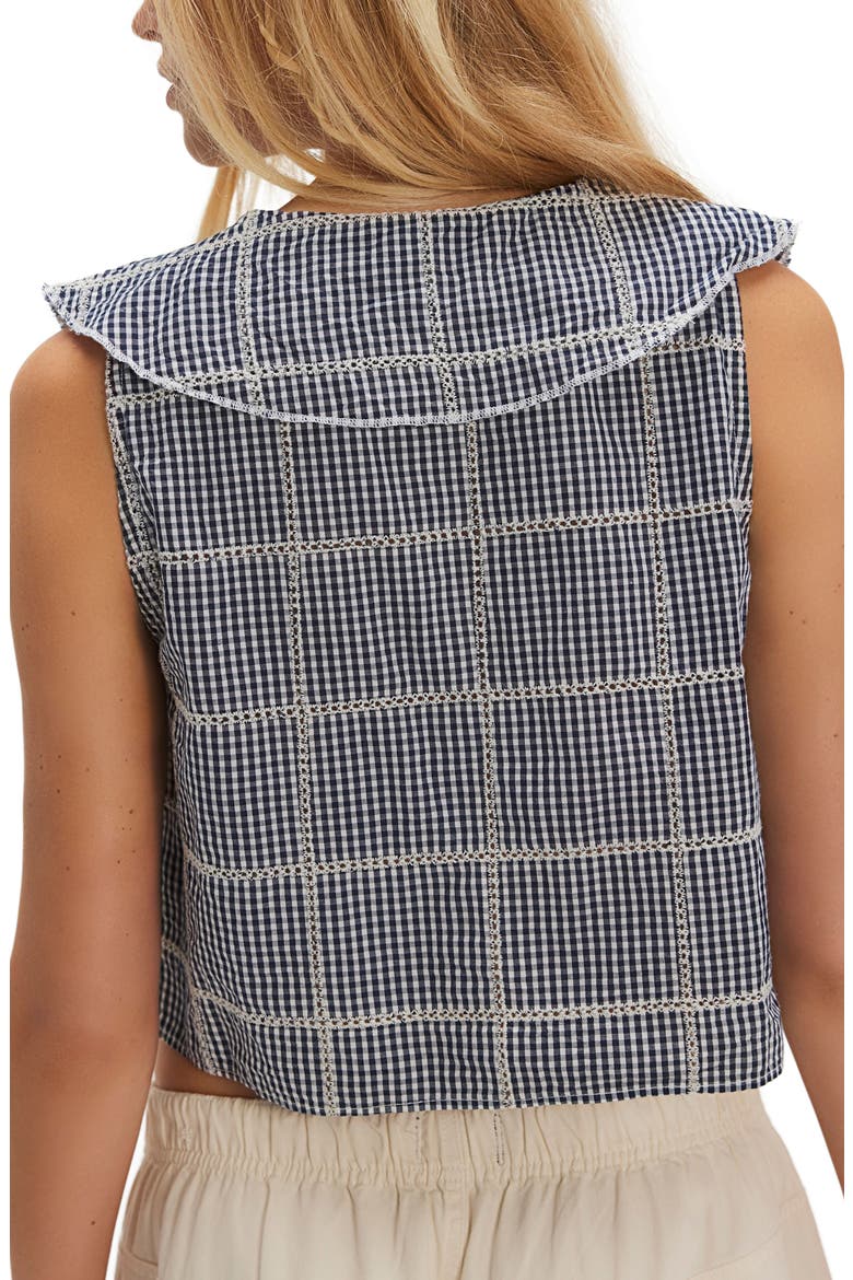 Waiting For Me Crop Cotton Button-Up Top, Alternate, color, NAVY COMBO