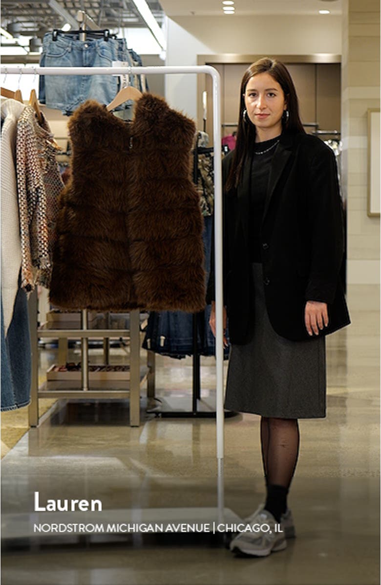 Faux Fur & Faux Leather Hooded Zip Vest, sales video thumbnail