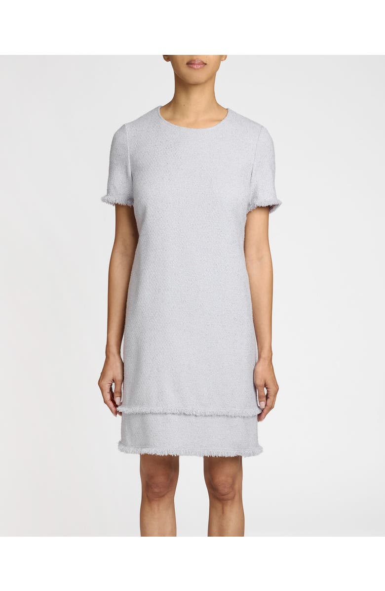 Santorelli Melania Short Sleeve Shift Dress in Soft Boucle, Main, color, Ash