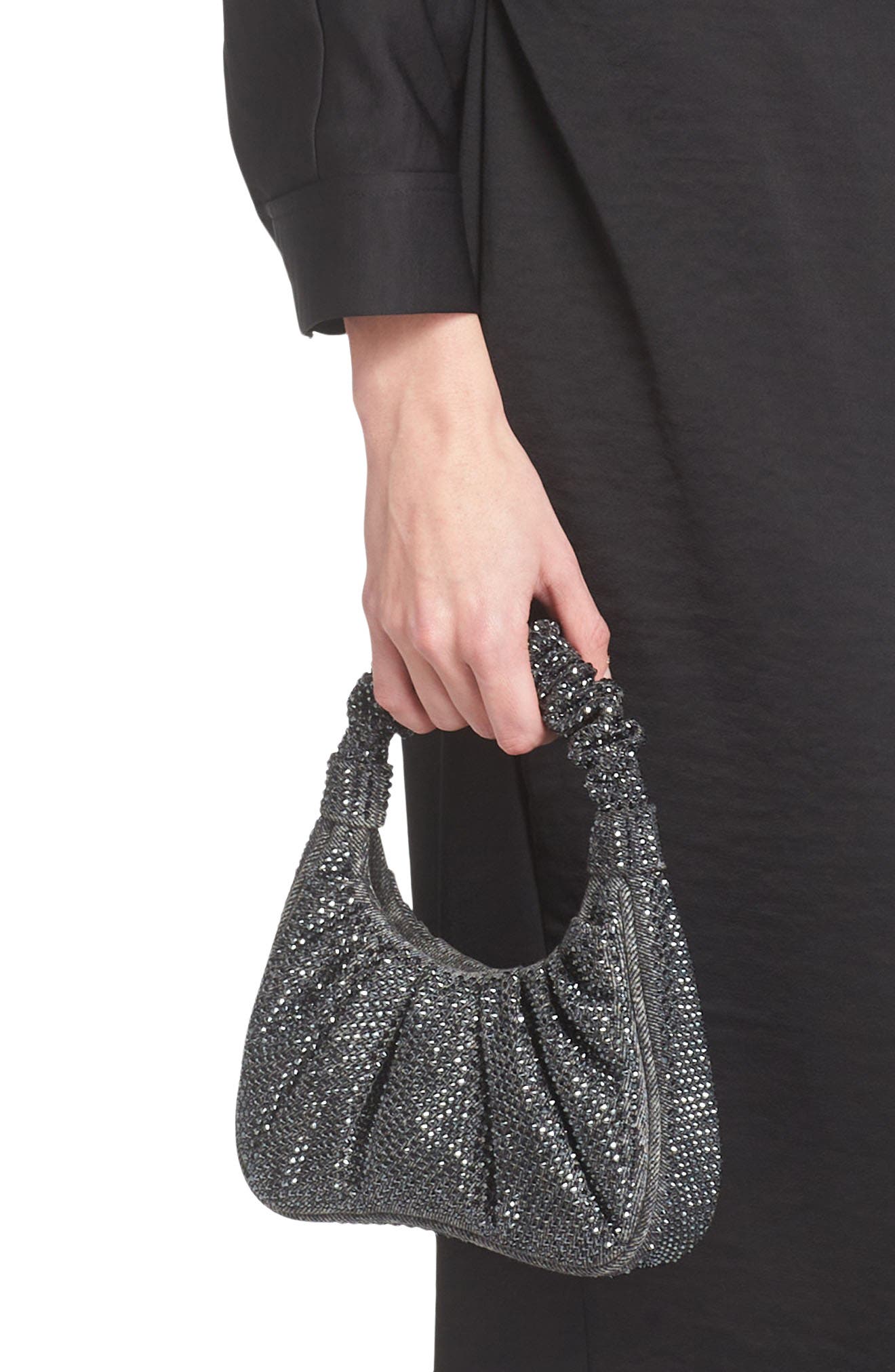 JW PEI Gabbi Rhinestone Ruched Hobo, Alternate, color, Anthracite