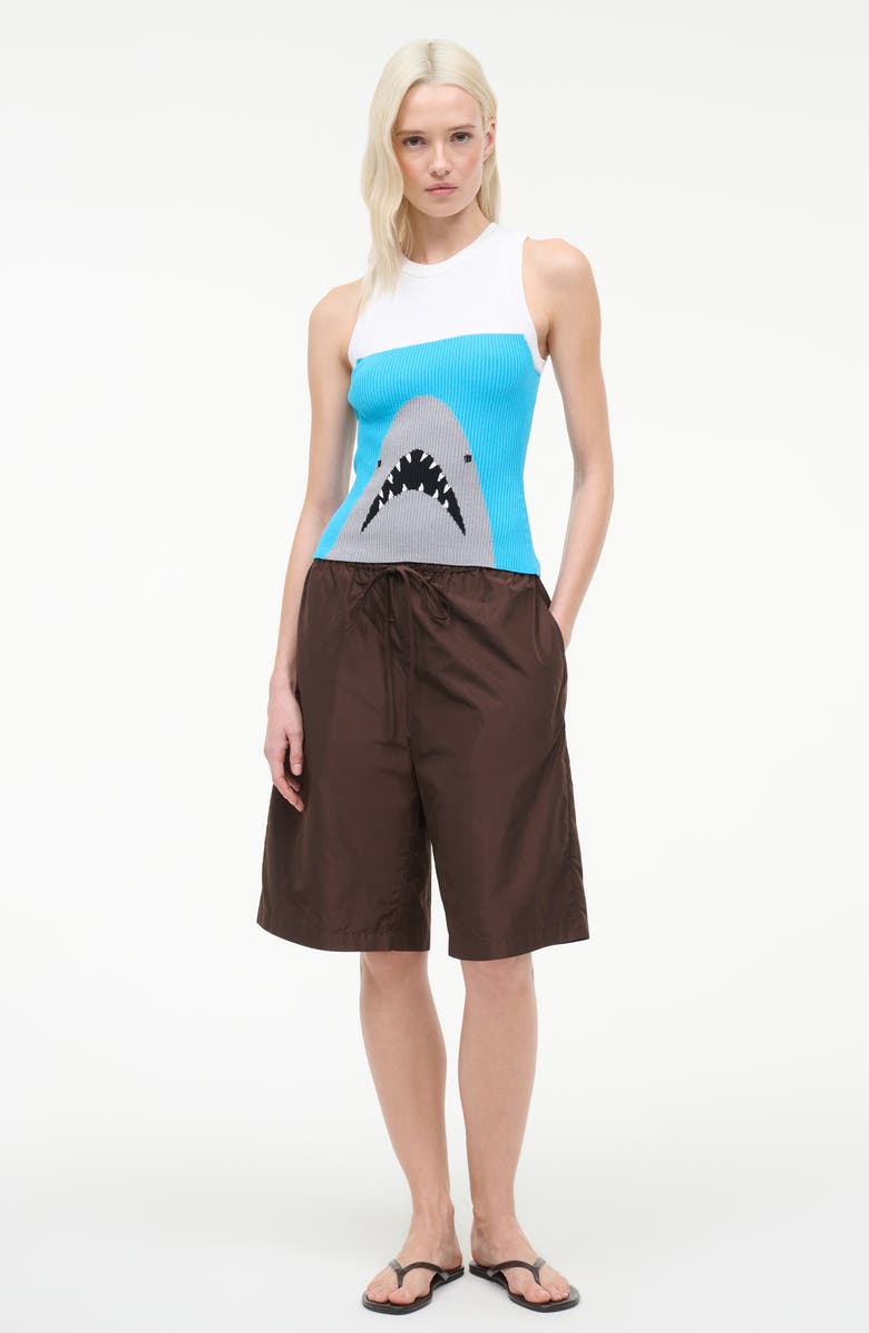 STAUD Malia Shark Graphic Rib Knit Tank, Alternate, color, Great White