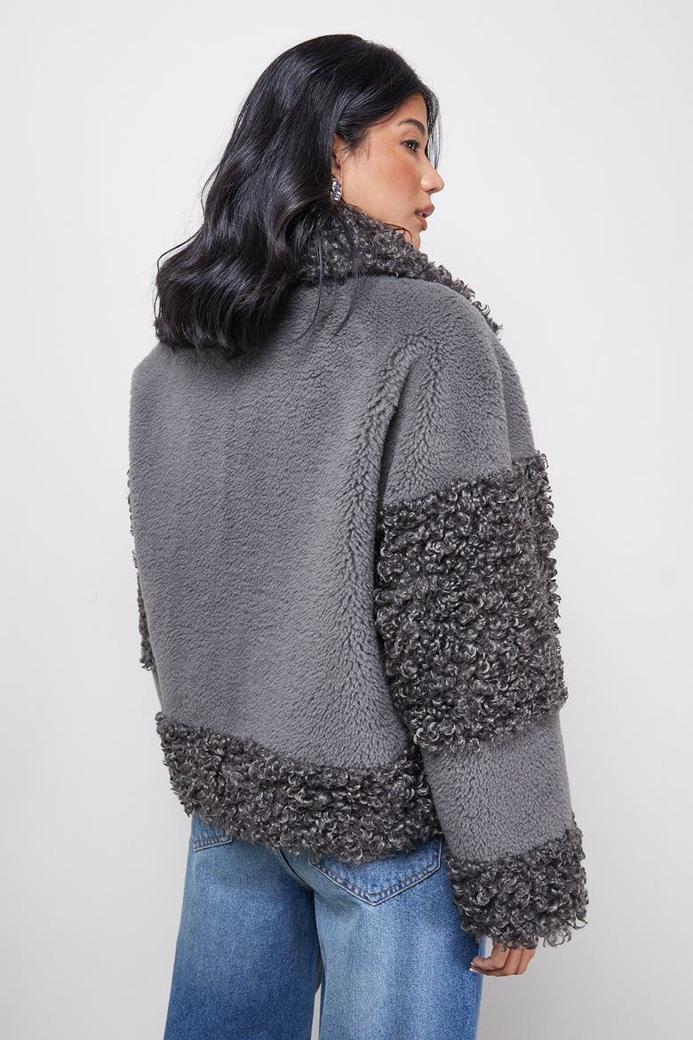Faux Fur Mix Zip Through Jacket, Alternate, color, Grey