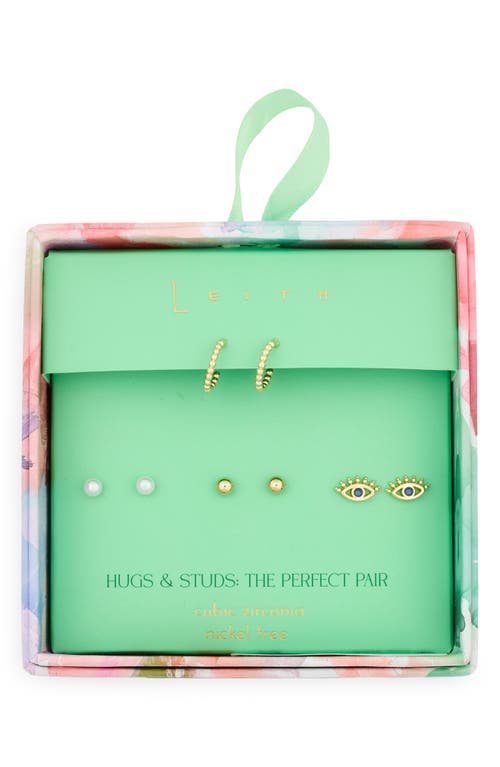 Leith Set Of 4 Assorted Stud & Hoop Earrings In Multi