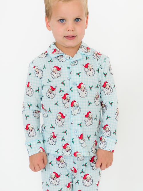 Rufflebutts Gender Inclusive Button Up Pajama Set In Blue