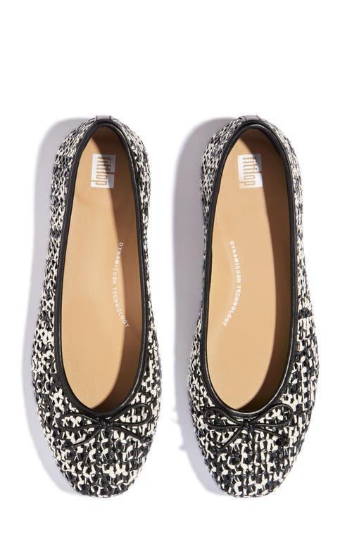 Fitflop Delicato Woven Mary Jane Flat In Black/ivory Mix