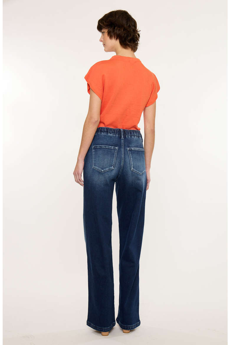 Quin Knit High Rise Wide Pants, Alternate, color, Dark Wash