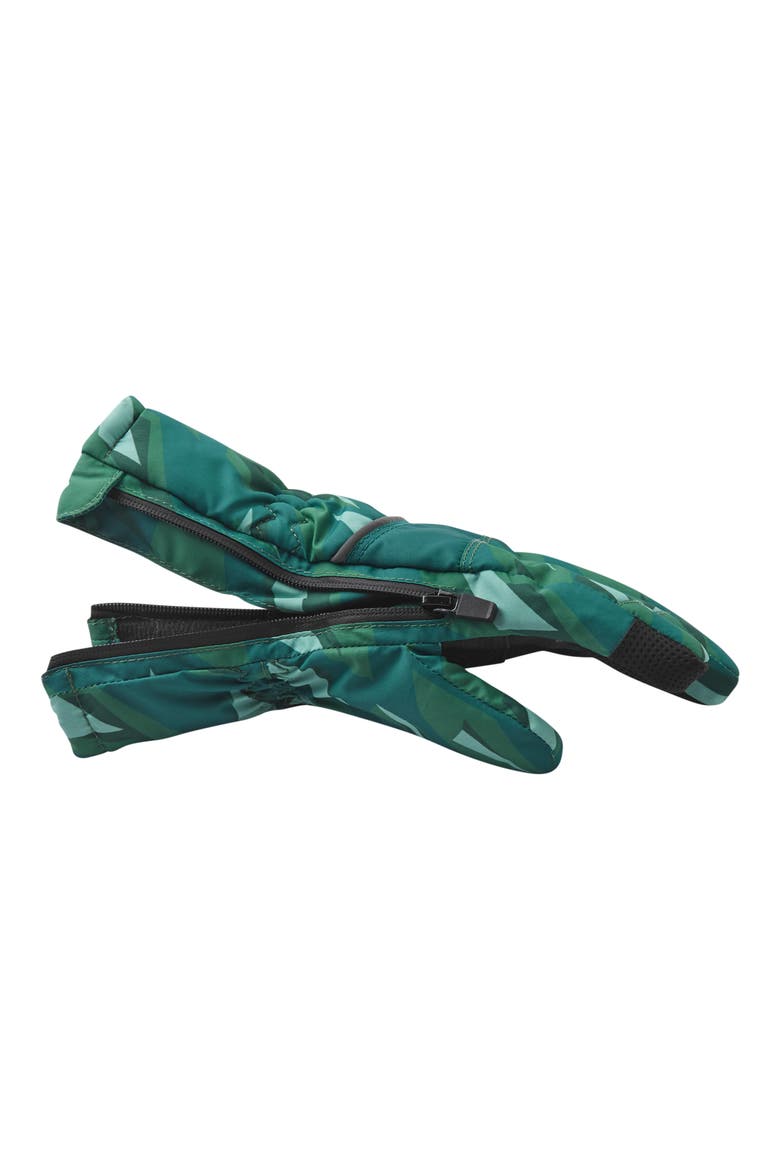 Kids' Camo Print Zip Gloves, Alternate, color, GREEN CAMO