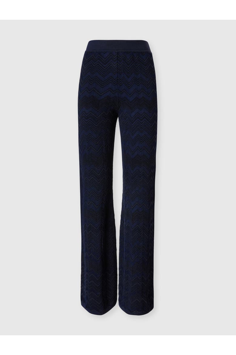 Zig Zag Viscose And Wool Straight-leg Trousers, Main, color, Navy Blue