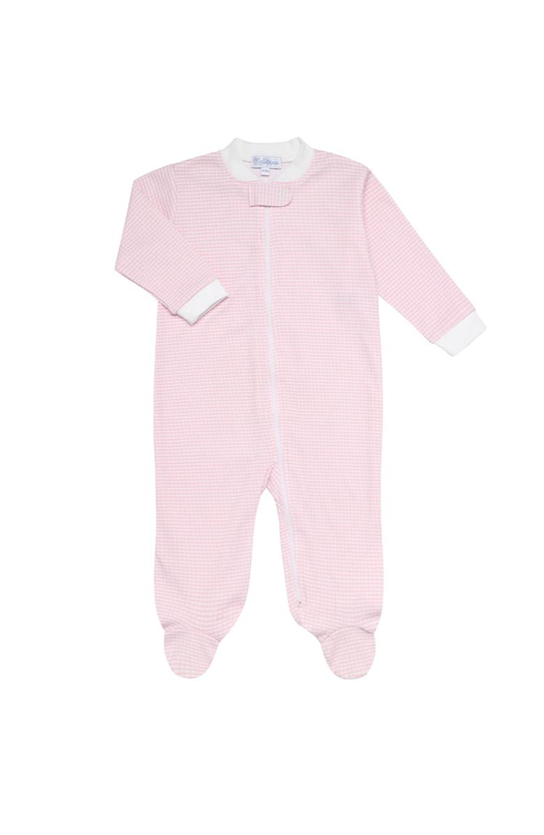 Nellapima Pink Gingham Zipper Footie - Baby, Main, color, Pink