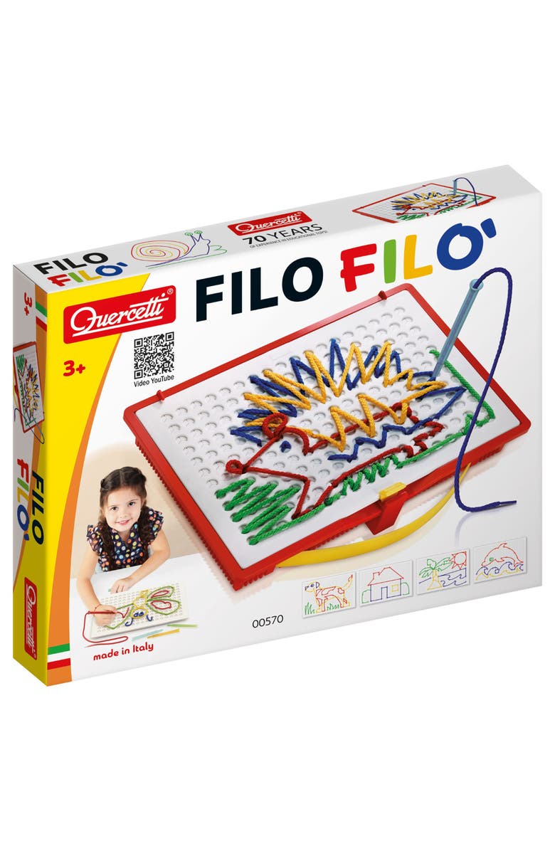 Quercetti Filo Filo Lacing String Art Toy, 18 Templates, Creative Play, Main, color, 