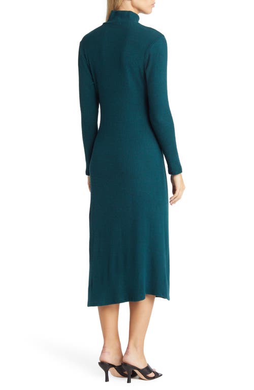 Loveappella Cutout Long Sleeve Midi Dress In Green