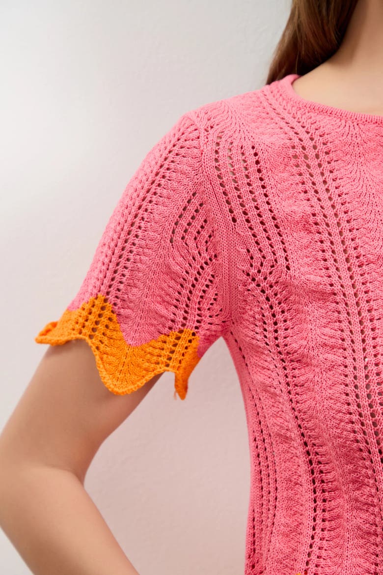 Playa Largo Wavy Knit Top, Alternate, color, Corso Coral Multi