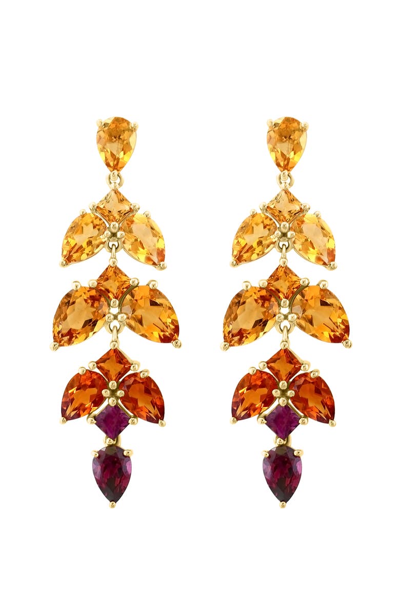 14K Yellow Gold ,Citrine,Madera Citrine,Rhodolite Earrings, Main, color, Hematite and FW Blush Pearl