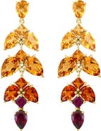 EFFY 14K Yellow Gold ,Citrine,Madera Citrine,Rhodolite Earrings