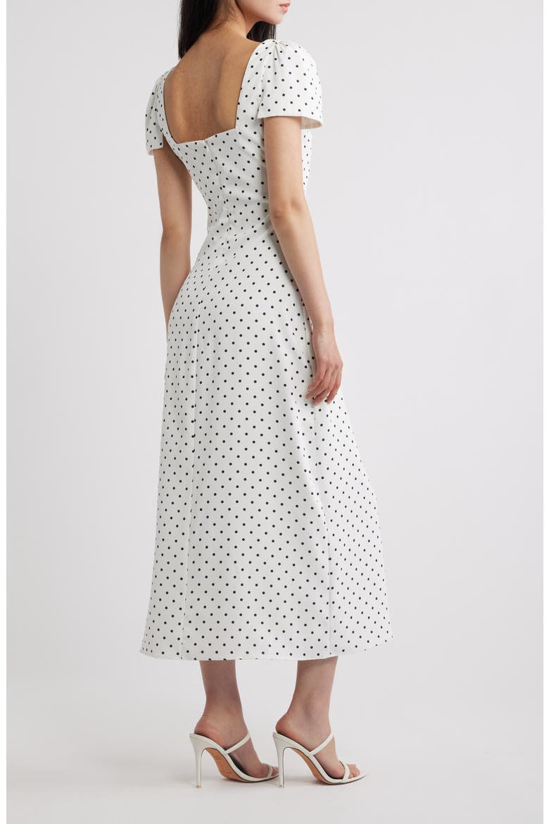 Polka Dot Square Neck Midi Slip Dress, Alternate, color, WHITE POLKA DOT