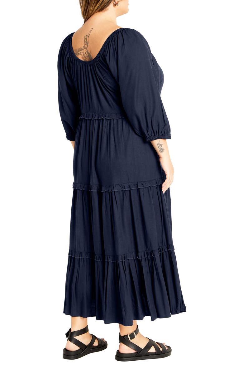 Ophelia Ruffle Tiered Dress, Alternate, color, NAVY