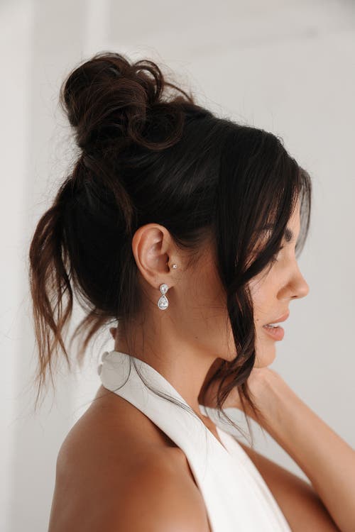 Untamed Petals Aspen Crystal Drop Earrings In Silver