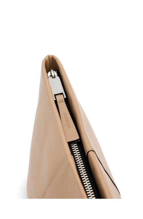Allsaints Hex Grained Leather East/west Pouch In Mink Brown