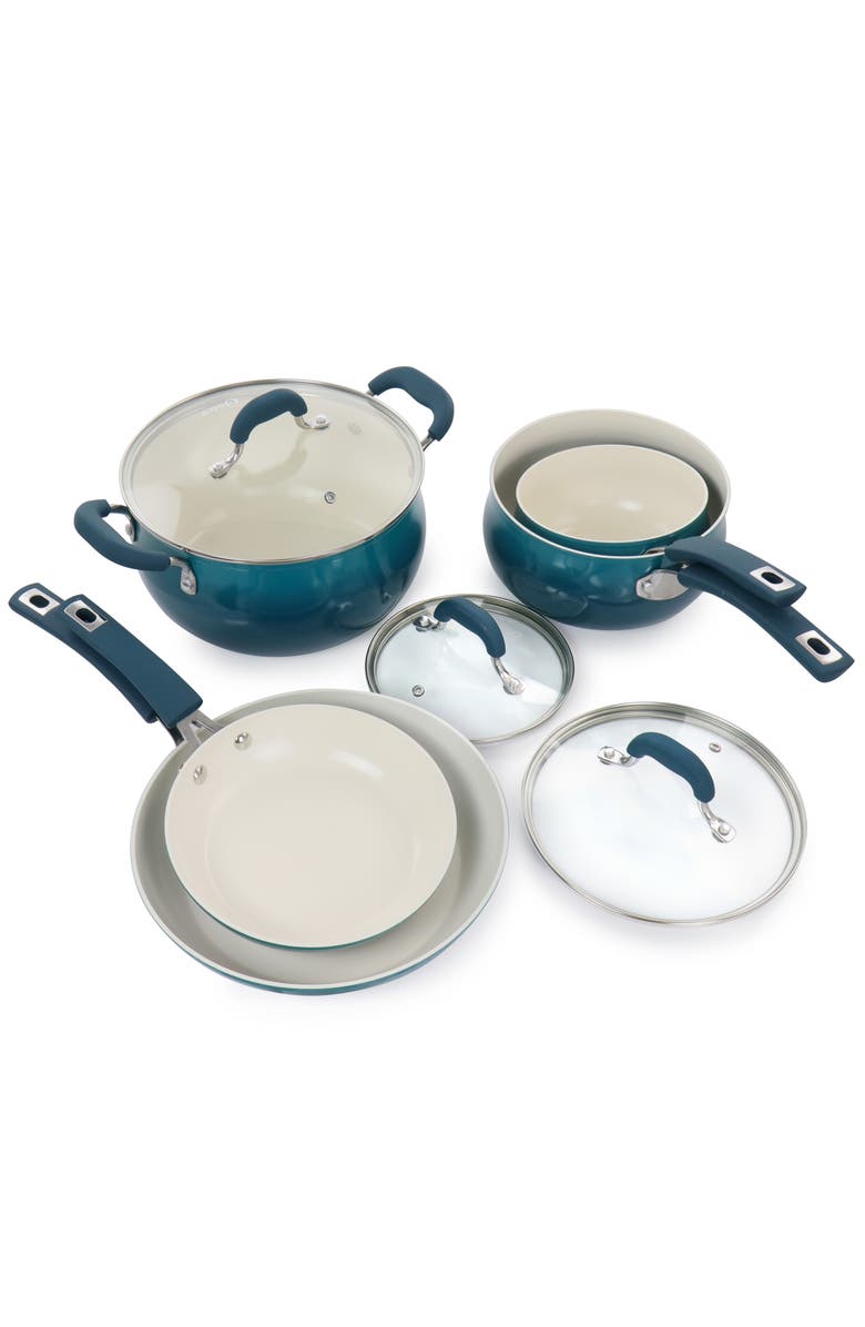 OSTER Corbett 8 Piece Nonstick Aluminum Cookware Set, Alternate, color, Blue
