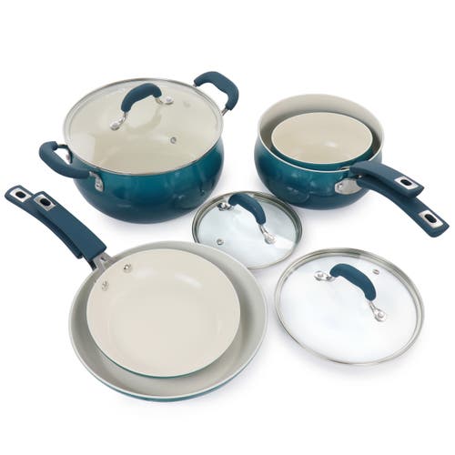 Oster Corbett 8 Piece Nonstick Aluminum Cookware Set In Blue