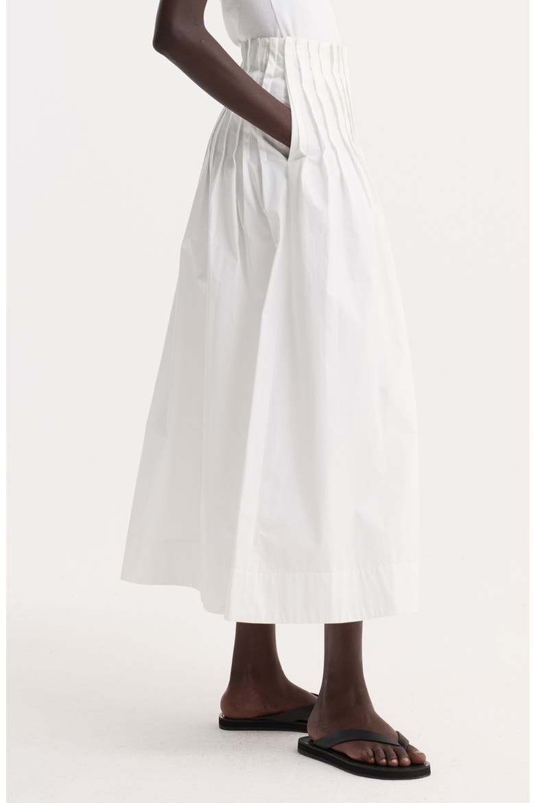 Pleated Cotton Poplin A-Line Skirt, Alternate, color, OPTIC WHITE