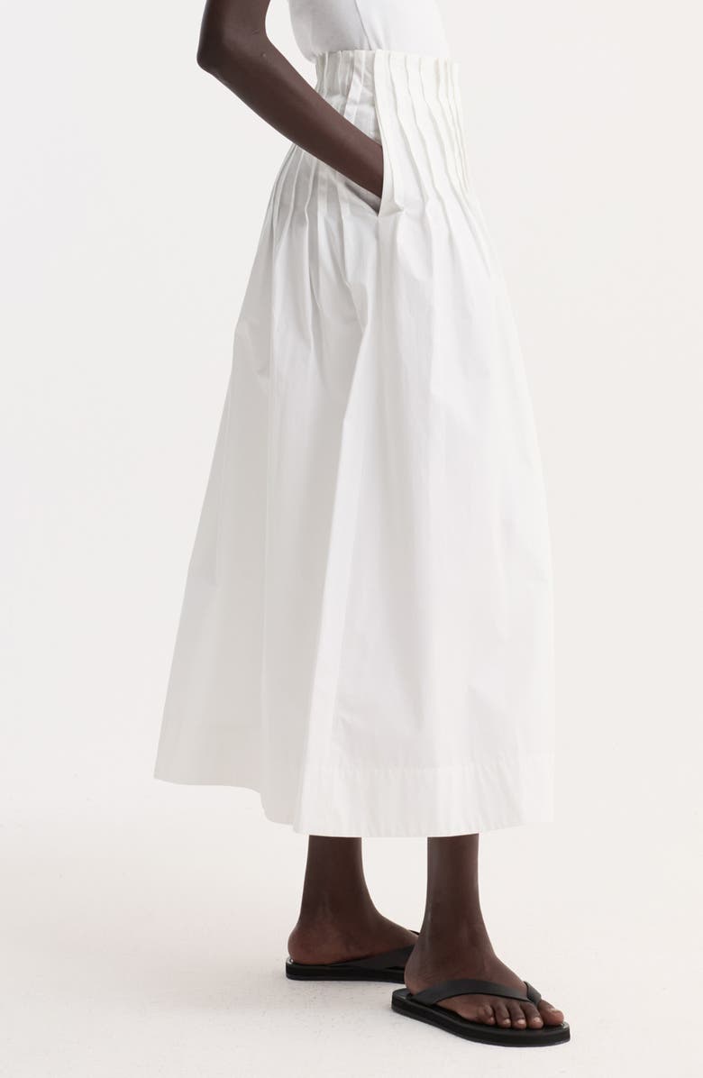 Róhe Pleated Cotton Poplin A-Line Skirt, Alternate, color, Optic White