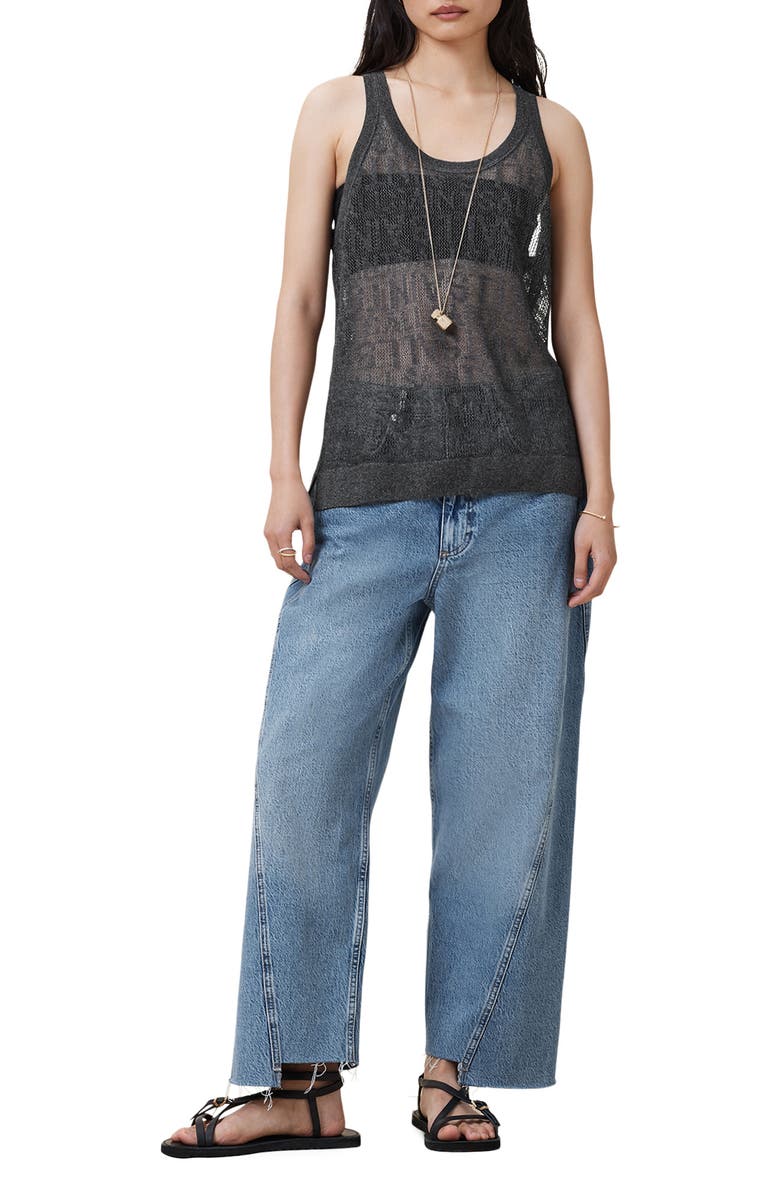 AllSaints Kaito Open Stitch Tank, Alternate, color, Carbon Grey