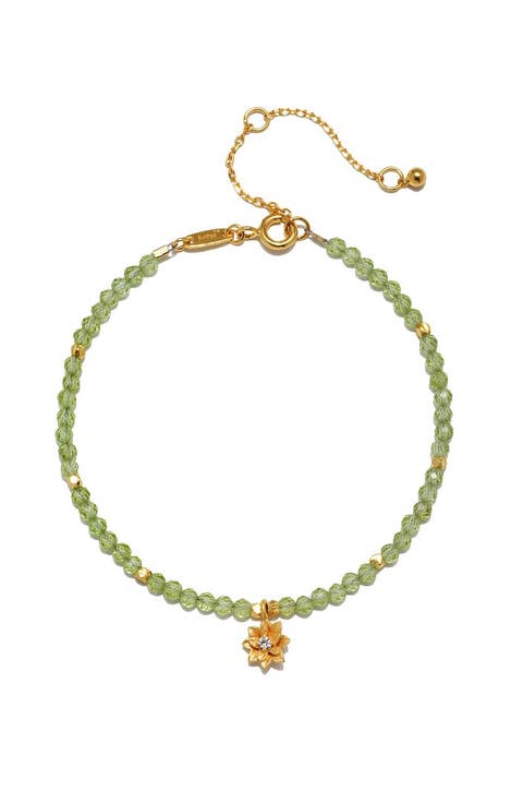 Peridot Lotus August Birthstone Bracelet