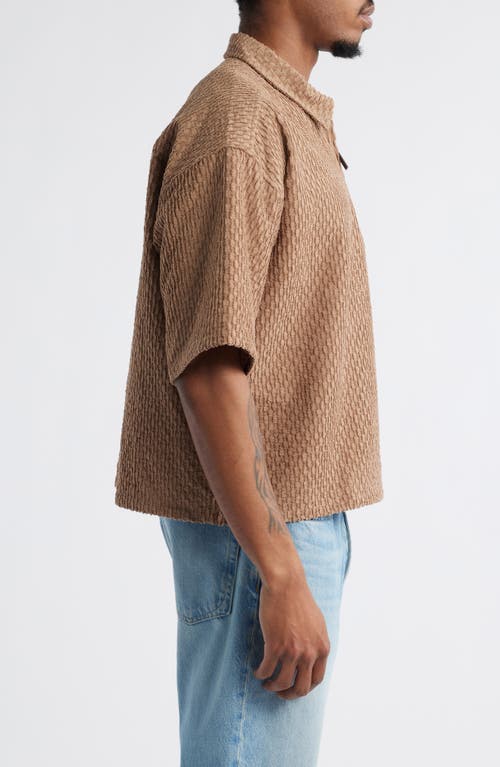 Honor The Gift Textured Quarter Zip Knit Top In Brown