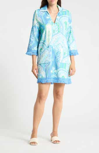 Maya Fringe Trim Terry Tunic Dress