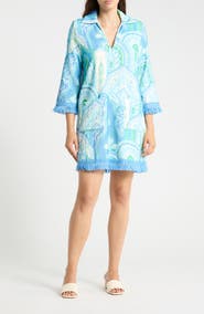 JMCLAUGHLIN Maya Fringe Trim Terry Tunic Dress