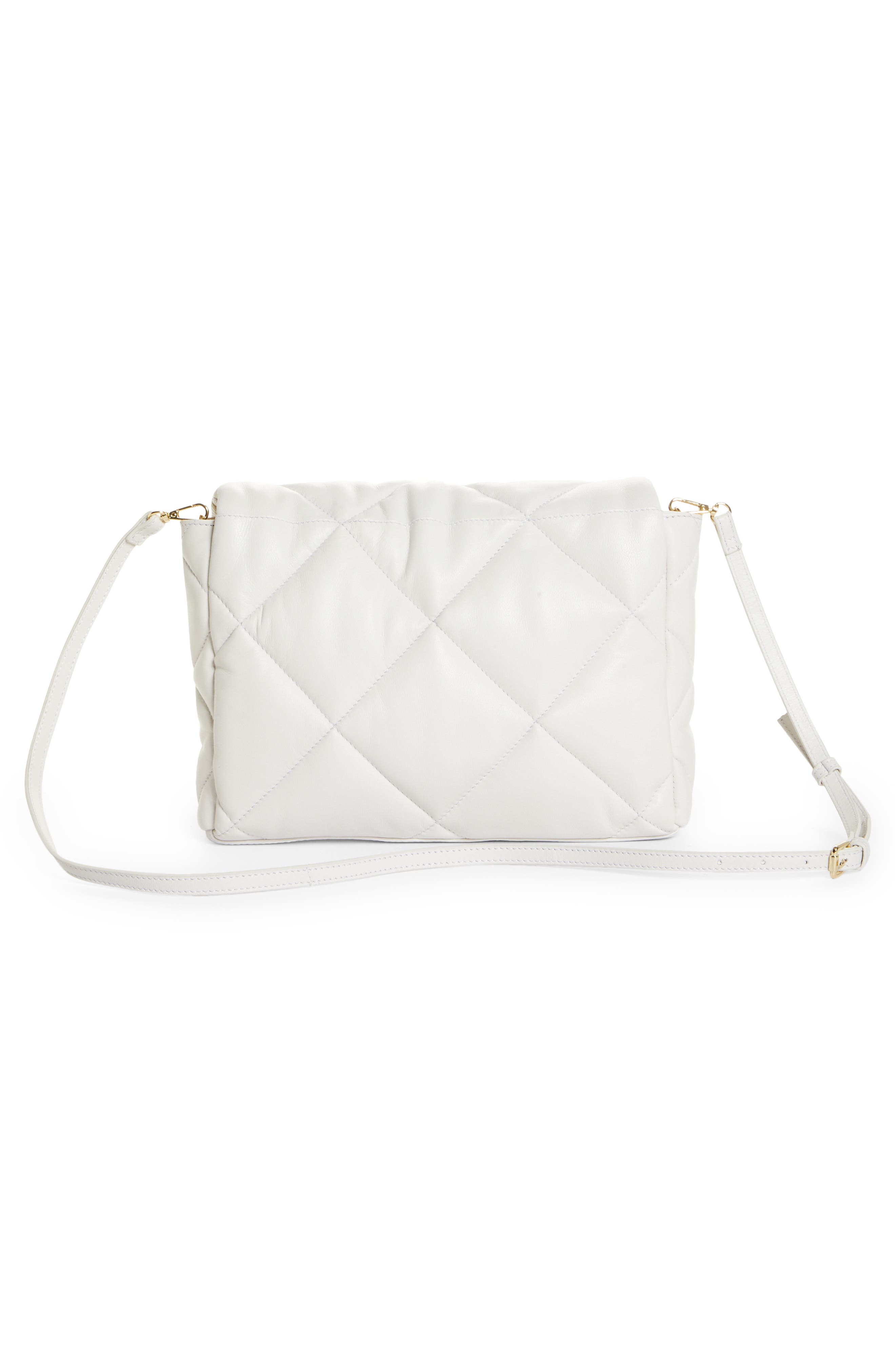 Brynnie Quilted Lambskin Leather Convertible Clutch, Alternate, color, WHITE/ GOLD CHAIN